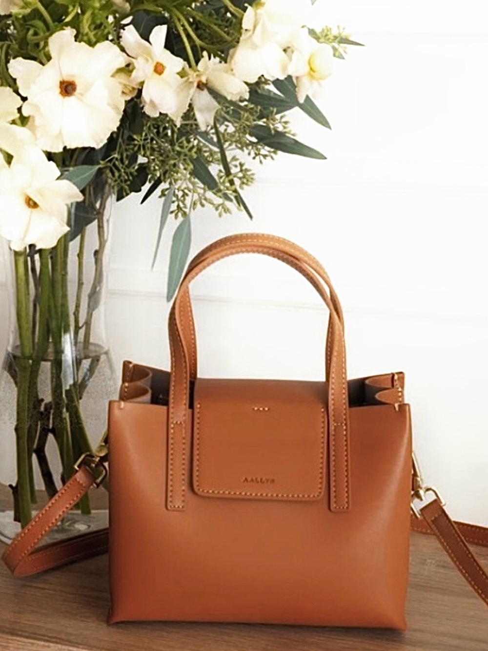New AALLYN  Stella Mini Leather Satchel with crossbody and shoulder straps
